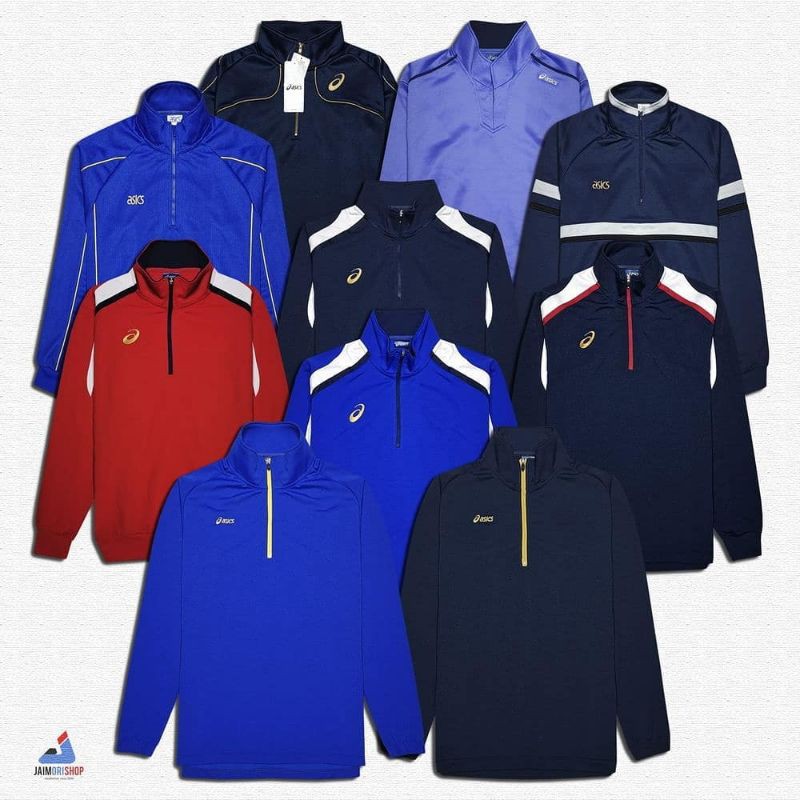 koleksi half zip sweater jaket olahraga asics sport original