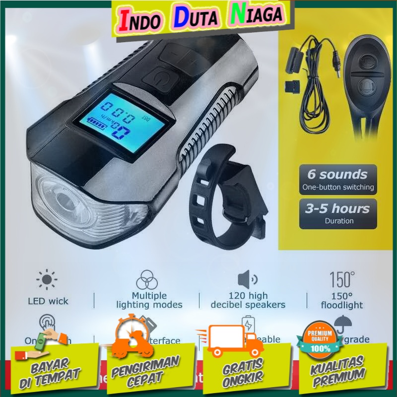 TaffSPORT Lampu Klakson Sepeda LCD Waterproof+Speedometer XA-585