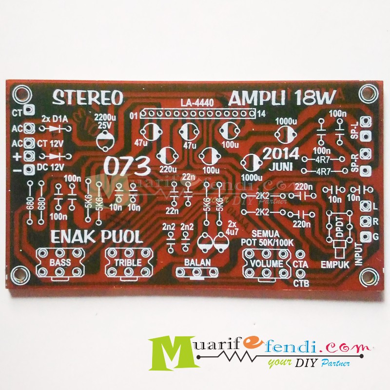PCB Power Amplifier Stereo 18Watt IC LA4440 4440 Power Mobil ENAK PUOL