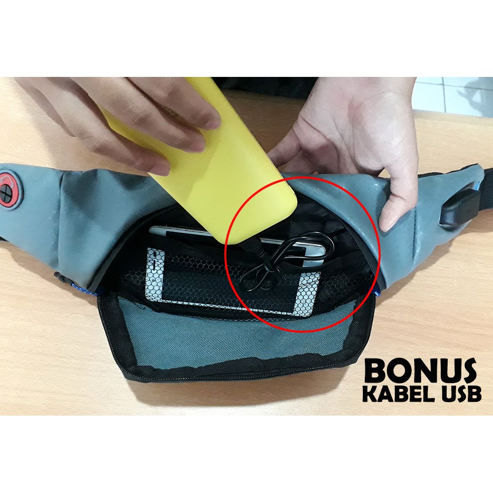 Waistbag Tas Selempang Tas Dada Tas Pinggang Gearbag 13109 Port Usb Gratis Kabel USB