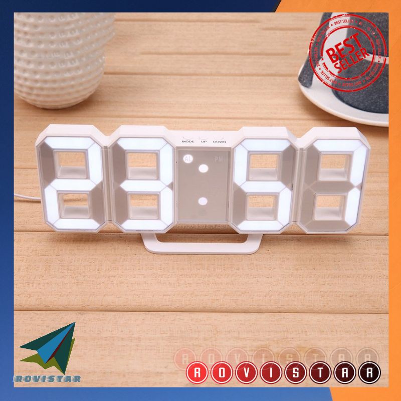 Jual Jam 3d Clock Led Meja Rovistar / Jam Dinding Digital 3d Nyala