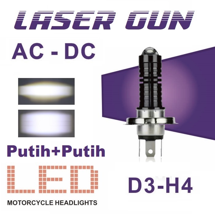 Lampu Utama LED Laser Gun Motor Lasergun H6 H4 AC DC VINYX CSP D2 D3 D2A Mobil Hi Lo 2 Warna Bebek Matik Matic