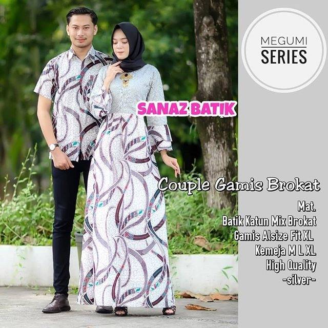 Megumi Couple Gamis Brokat & Kemeja Batik