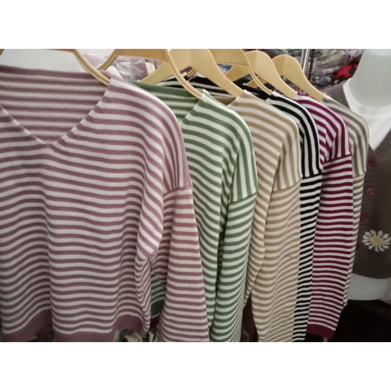 ATASAN RAJUT V NECK | SWEATER LIDYA | BLOUSE WANITA ORI