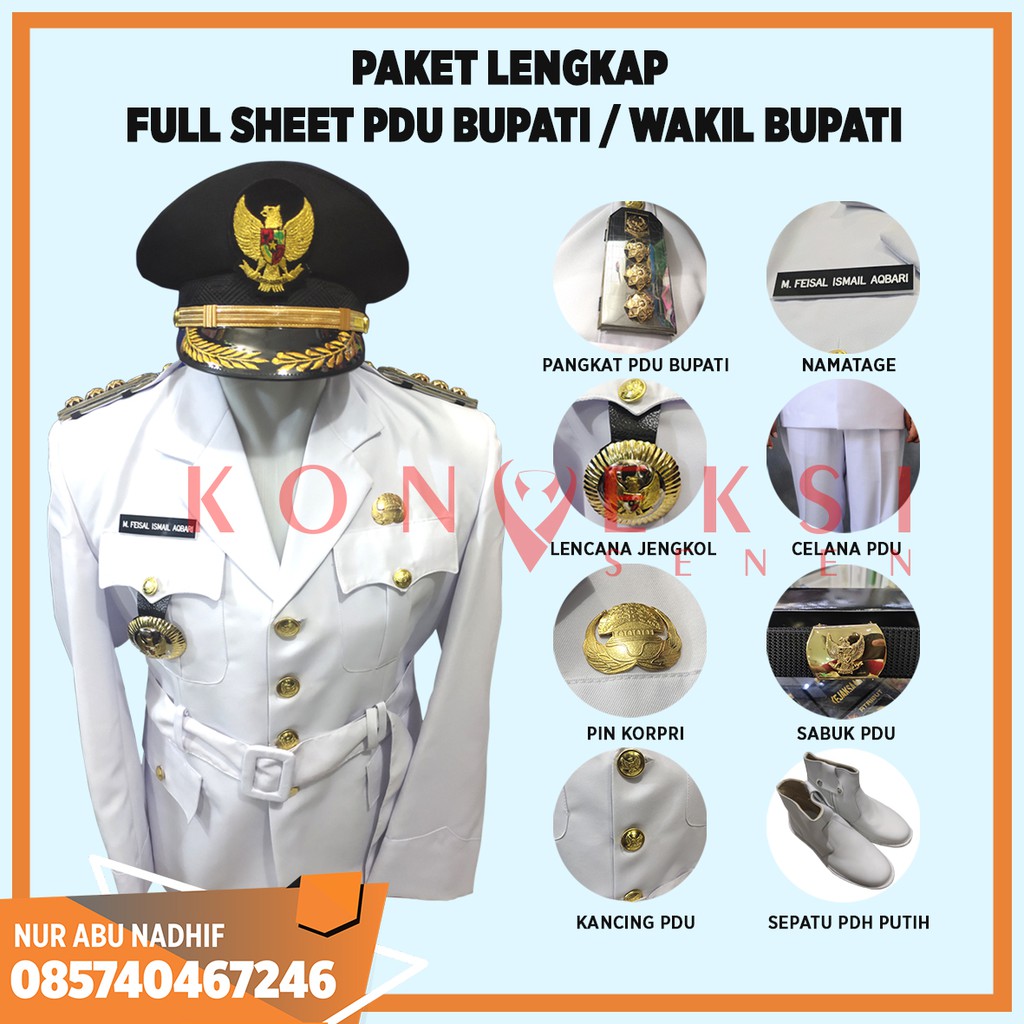 SERAGAM PDU BUPATI | WAKIL BUPATI FULL SHEET EXLUSIVE PREMIUM QUALITY