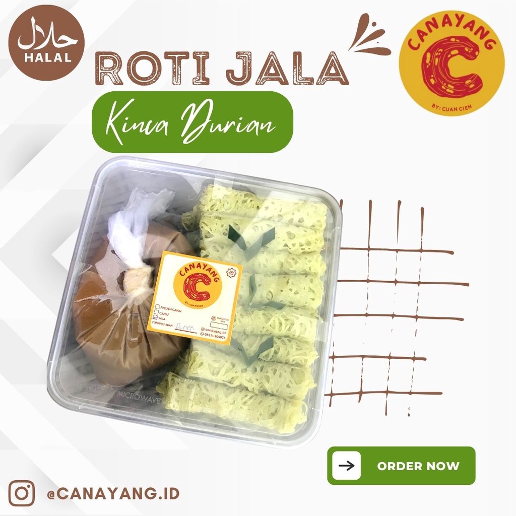 

Roti Jala Kinca Durian Isi 25pcs CANAYANG