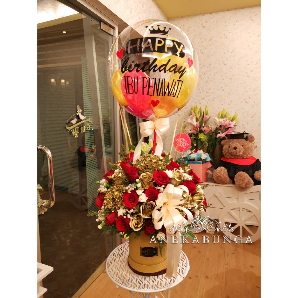 Rangkaian Bunga Asli Balon Baloon Fresh Flower Birthday Ulang Tahun Ultah Grand Opening Anniversary 