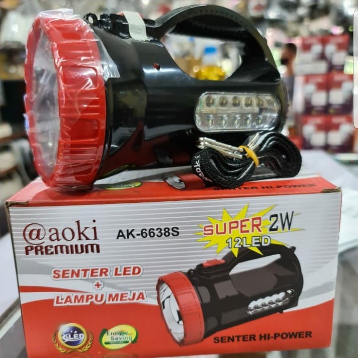 COD AOKI Senter led 2w+12led lampu samping AOKI AK 6638s // SENTER EMERGENCY AOKI AK-6638