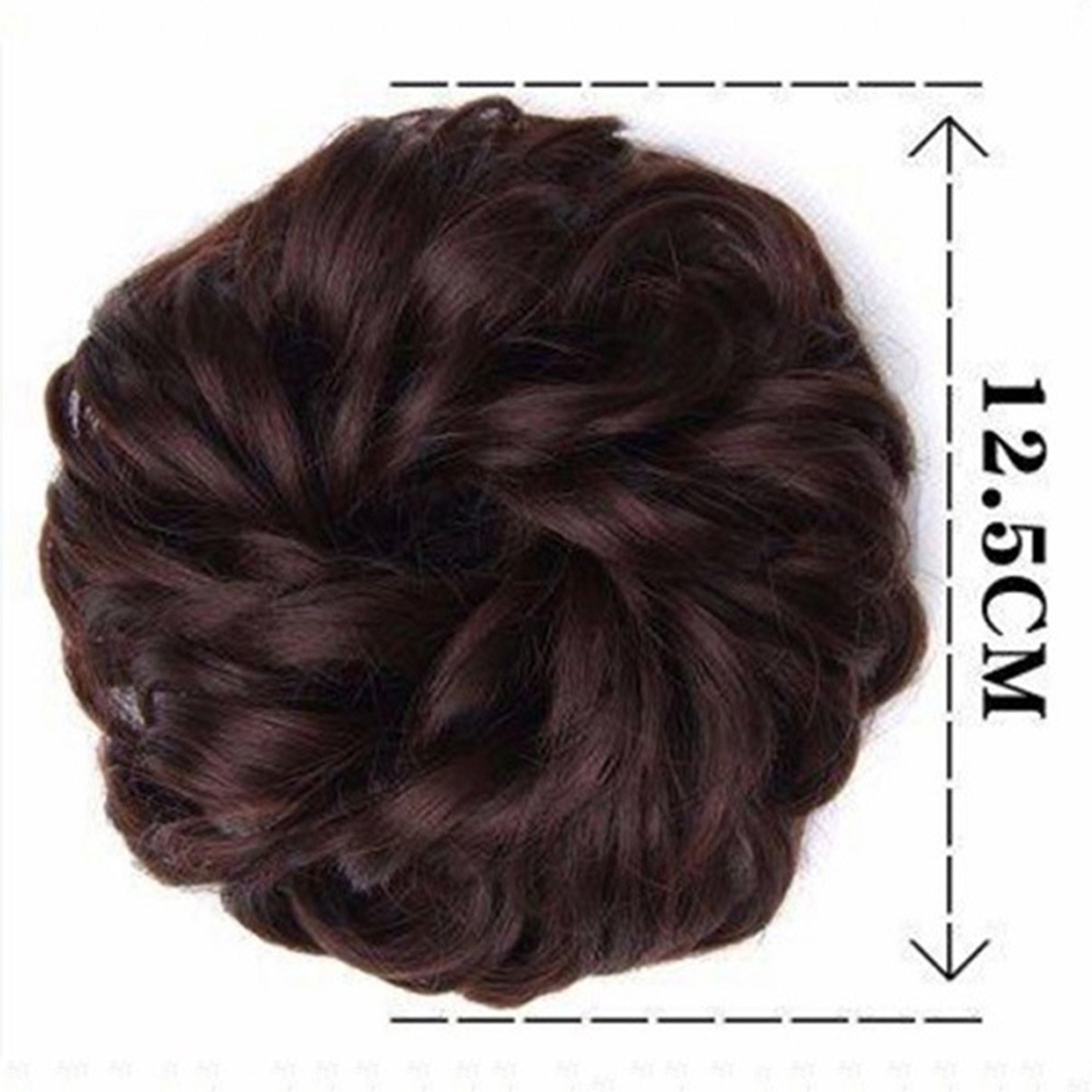 Mxbeauty Wig / Rambut Palsu Wanita Model Bun Keriting Messy Warna Hitam / Coklat Bahan Sintetis