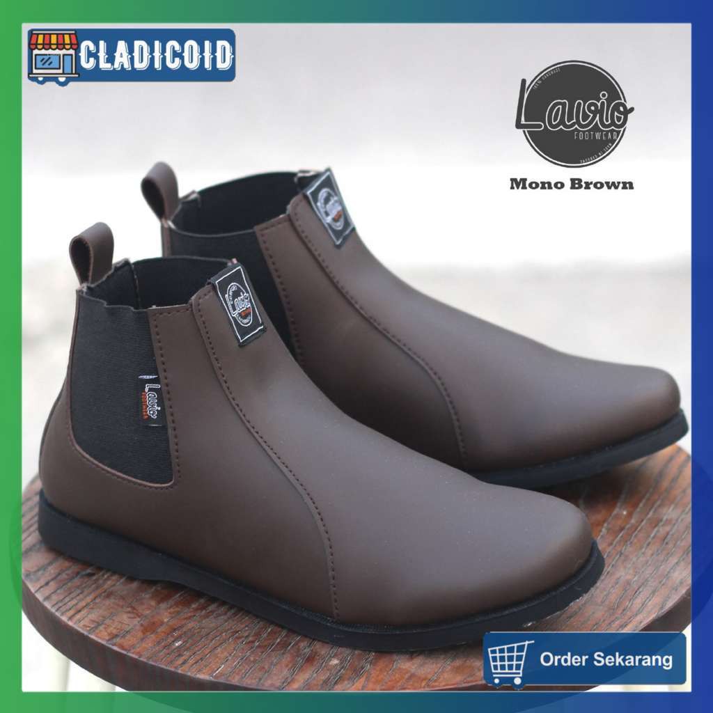 Sepatu Slip On Pria Tanpa Tali Original Keren dan Terbaru Model Boots Tinggi Lavio Mono - CladicoID