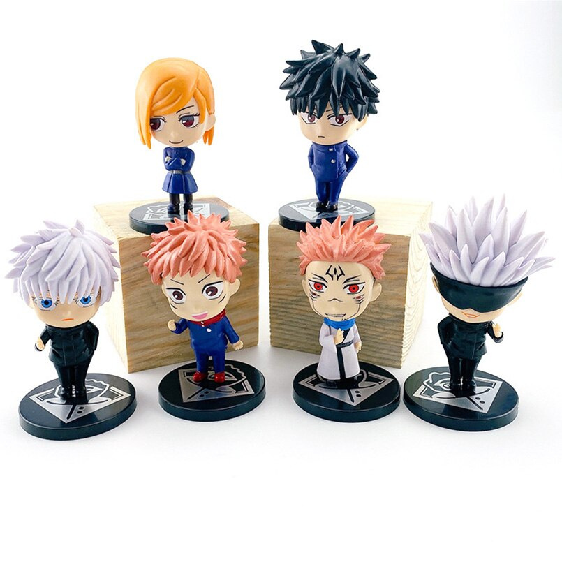 6pcs Mainan Action Figure Anime Jujutsu Kaisen Q Version Yuji Itadori Mysterious Megumi Gojo Satori Gisaki Roses Bahan Pvc