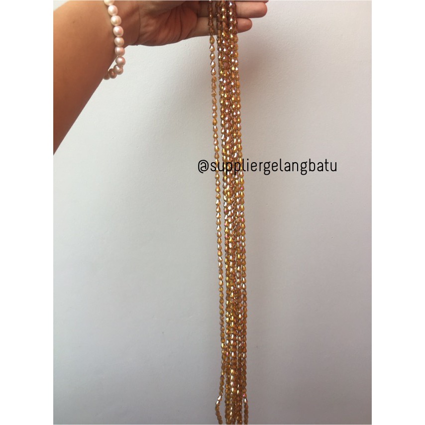 kristal Ceko tetes 10 x 6mm GOLD CHAMPAGNE crystal bross PREMIUM aksesoris fashion craft trending