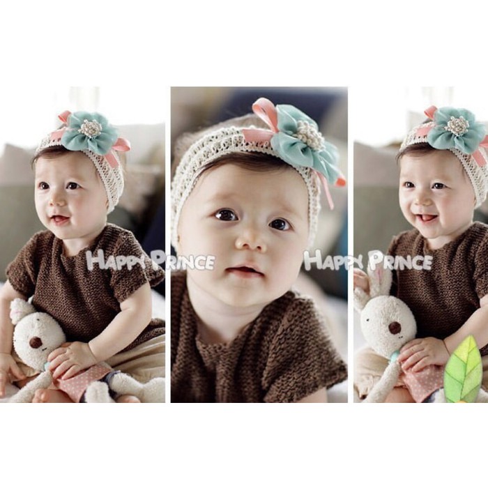 Headband Bayi Green Flower/Bando Bayi Bunga Pinky