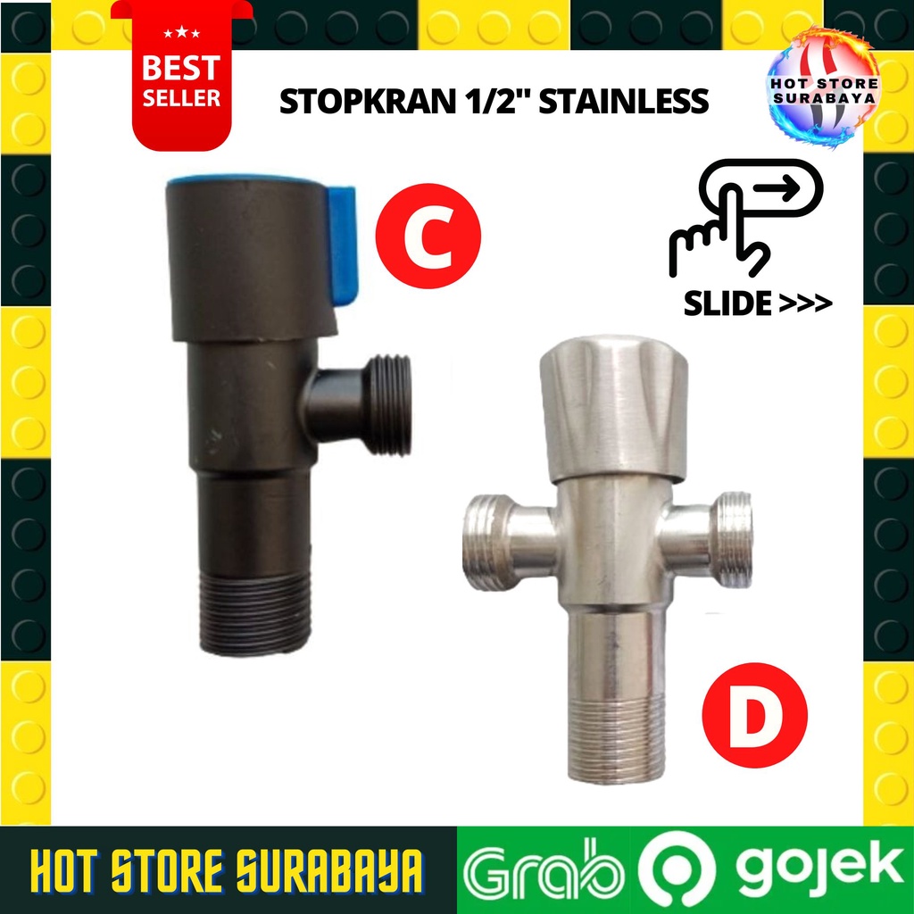 Stop Kran Keran Air Stainless Toilet Dobel Cabang Shower 1/2 Inch SAMBUNG FLEKSIBEL SHOWER TOILET