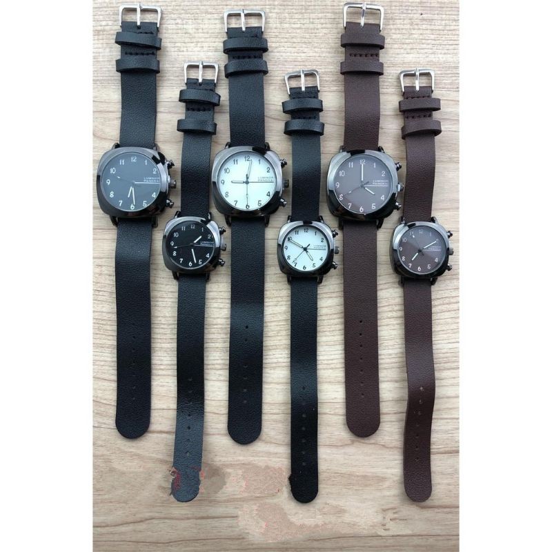 Jam Tangan Couple/SATUAN Pria Wanita Luminor Marina Tali Kulit 10996-2 G/L JES