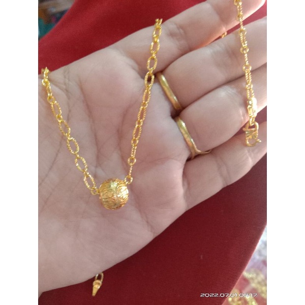 kalung pecah kopi Boba 45cm dan 60cm lapis emas 24 k