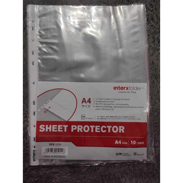 

PP Pocket A4 INTERXFOLDER / Sheet Protector A4 Isi 10 Lembar