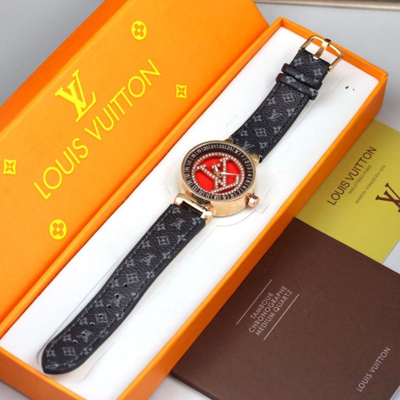 Jam Tangan Wanita LV Louis Vuittion Tali Kulit Free Box