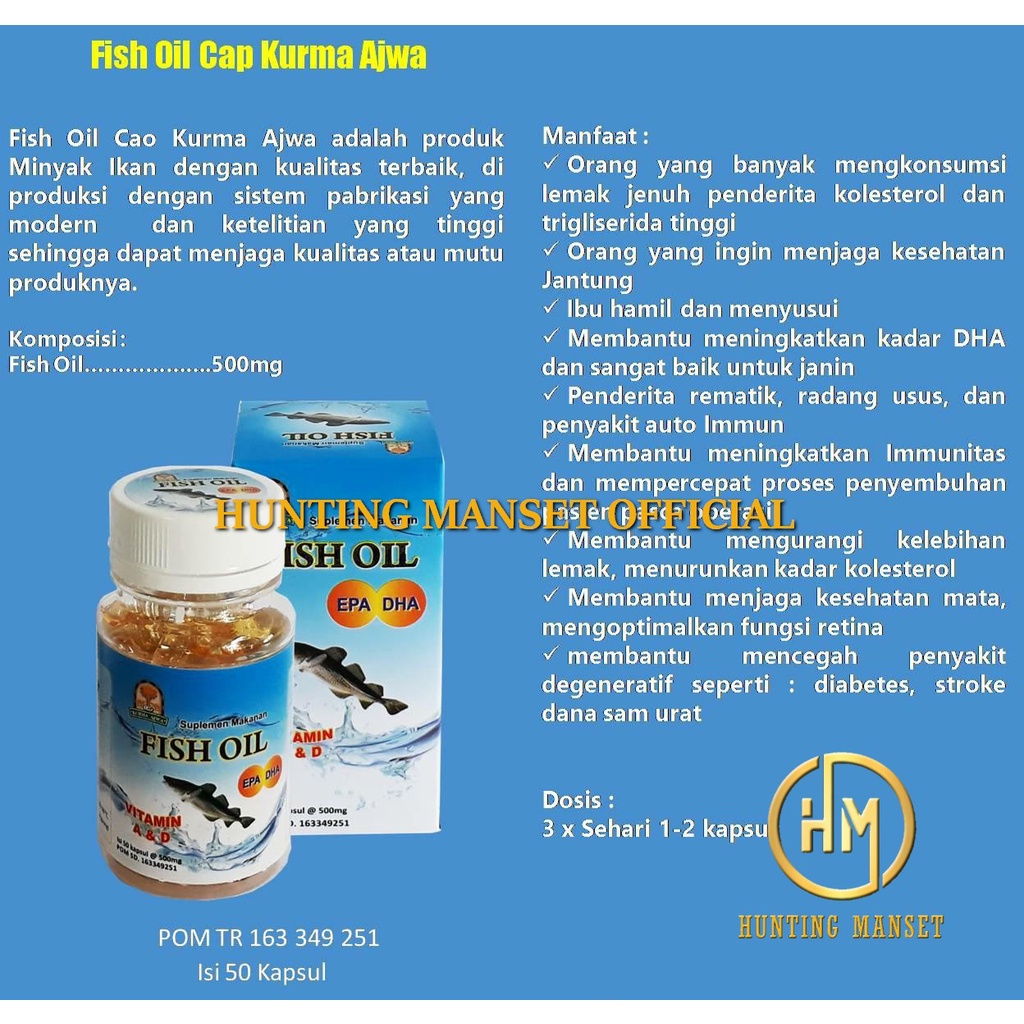 FISH OIL MINYAK IKAN FISH OIL EPA &amp; DHA CAP KURMA AJWA/IMAH MUSLIM