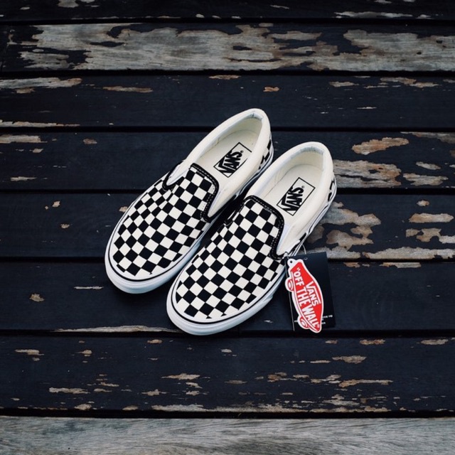 (SALE) V4ns Slip On Chekckerboard Black White Original