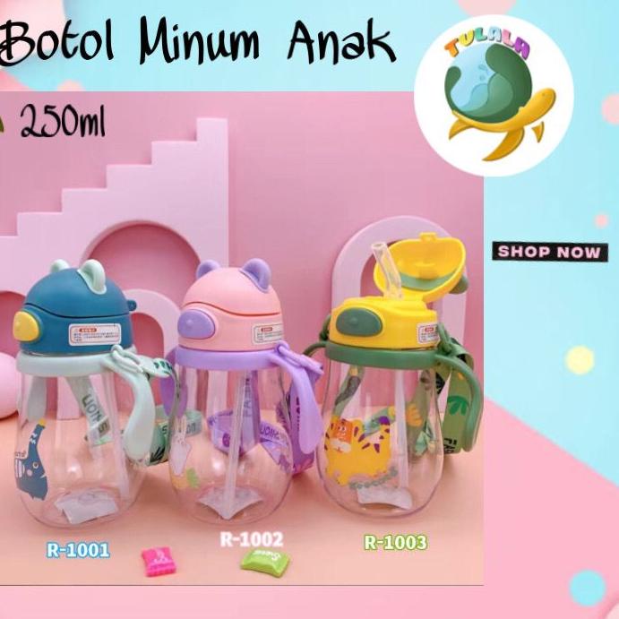 Pusat Terbaru [TULALA SHOP]Botol Minum Anak/Karakter rabbit Bear Tutup Clip/import/botol Kartun 280-450ML/Botol Jerami Anak/