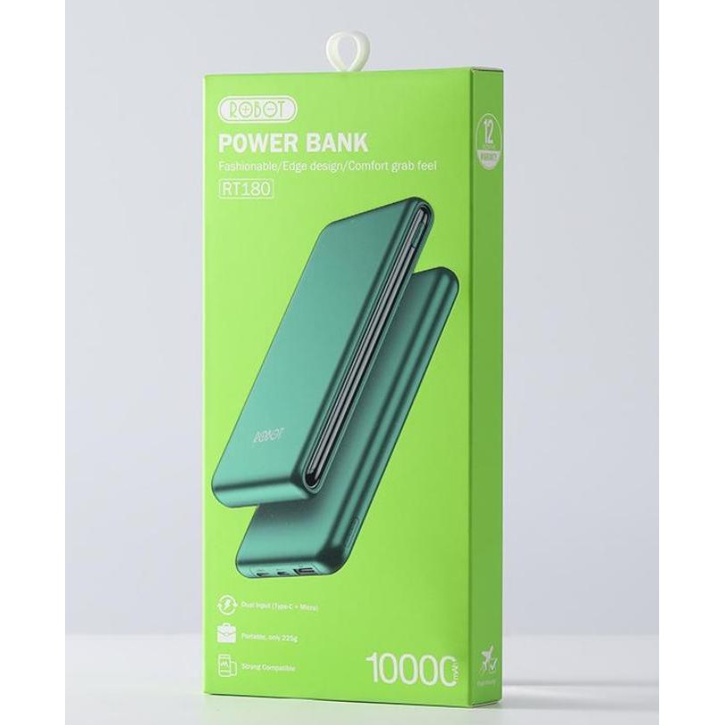 Power Bank Robot RT180 Single USB Fast Charging Dual Input Type C dan Micro