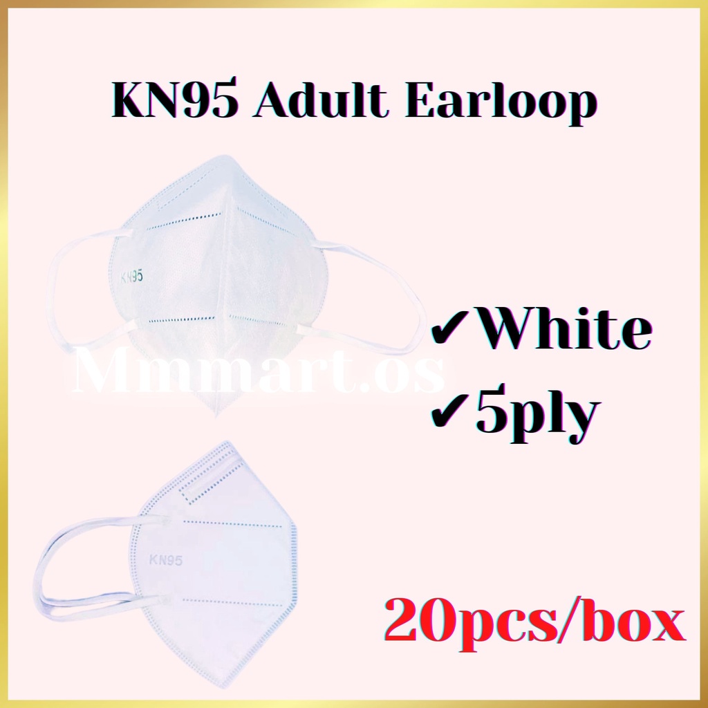 Mysterygirl - KN 95 Earloop 5 Ply Black/White 20pcs adult (Ready Stock) 3D Face Mask Protective 5D KN95