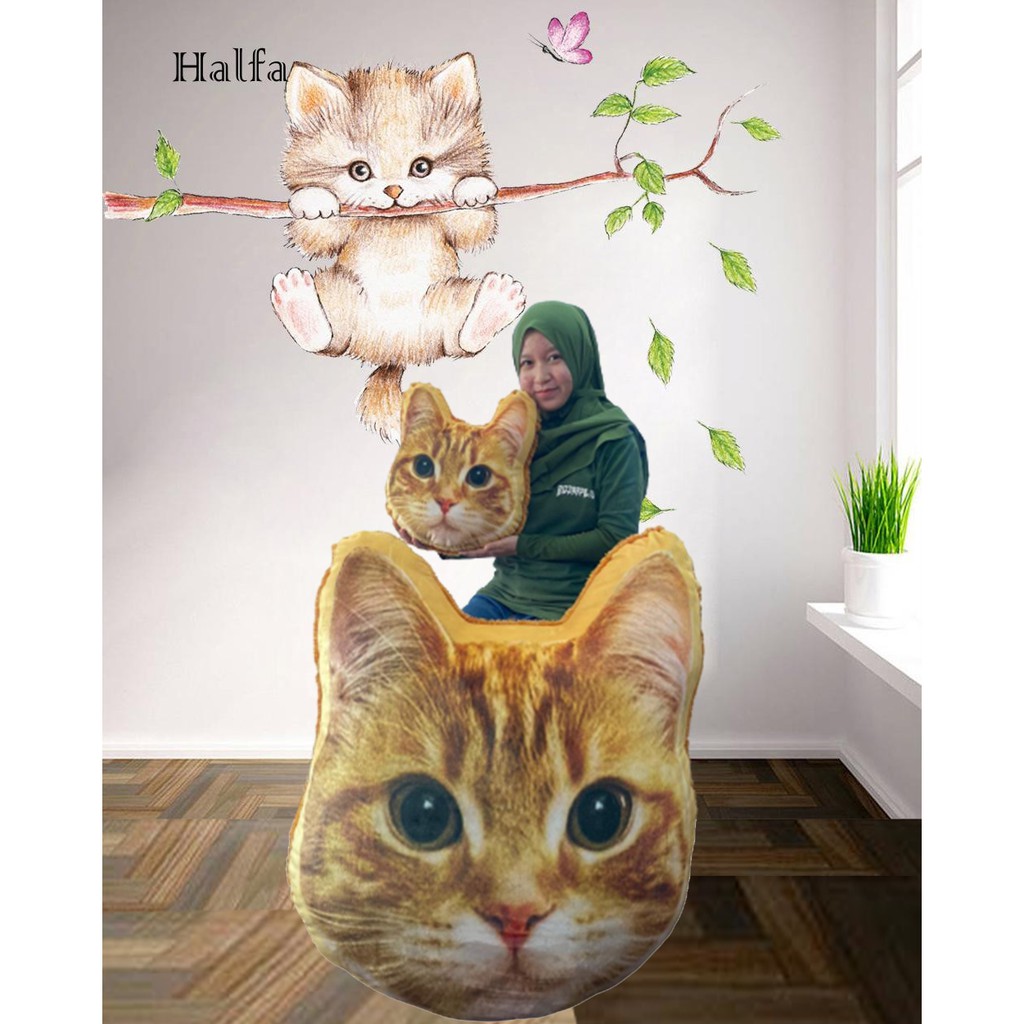 Bizzarpillow Bantal Kepala Kucing Rasfur size XL BZ056