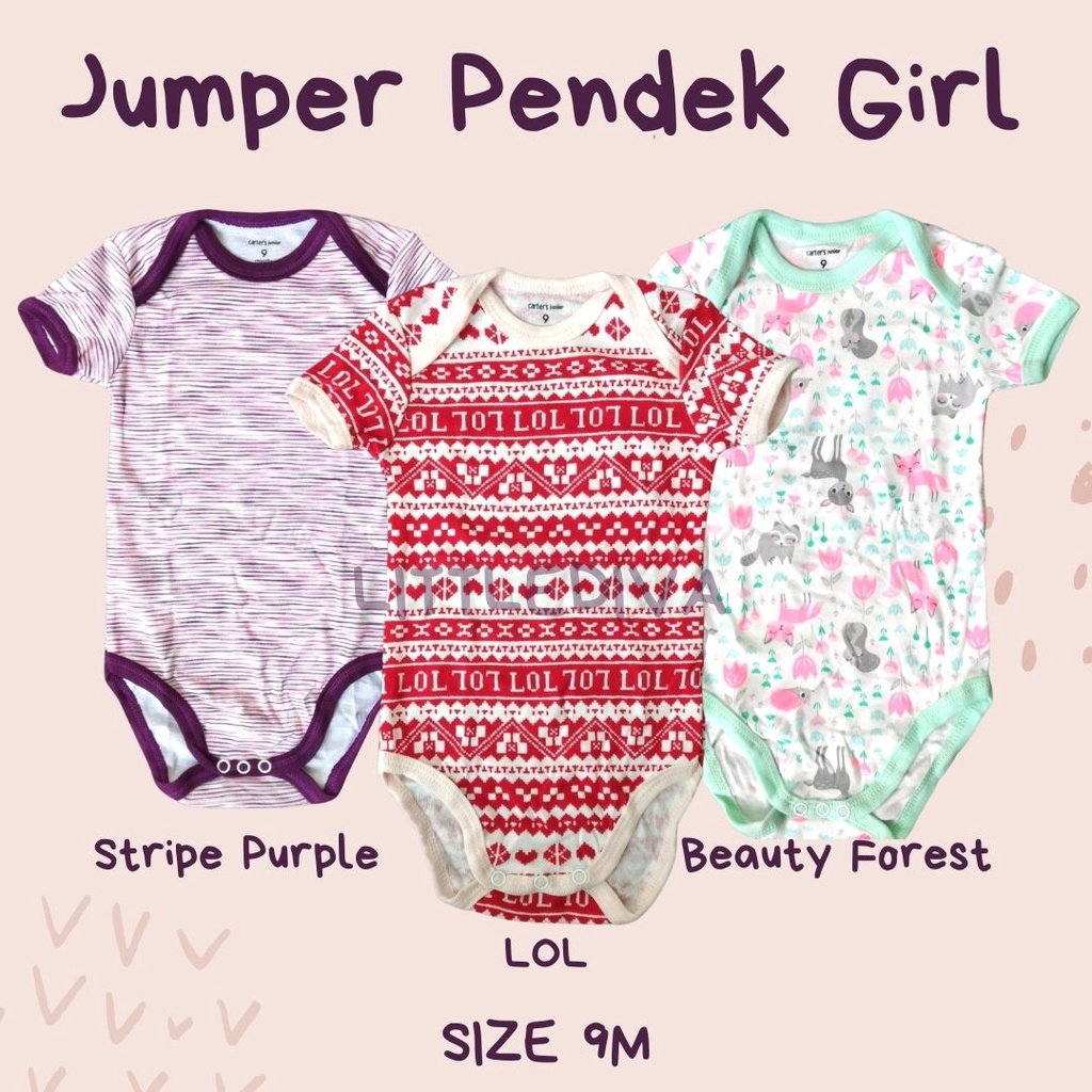 ECER Jumper Perempuan Laki laki Bodysuits Girl Boy Size 9,12M 9 12 bulan Cater Bayi Lengan Pendek Baby Cowo Cewe