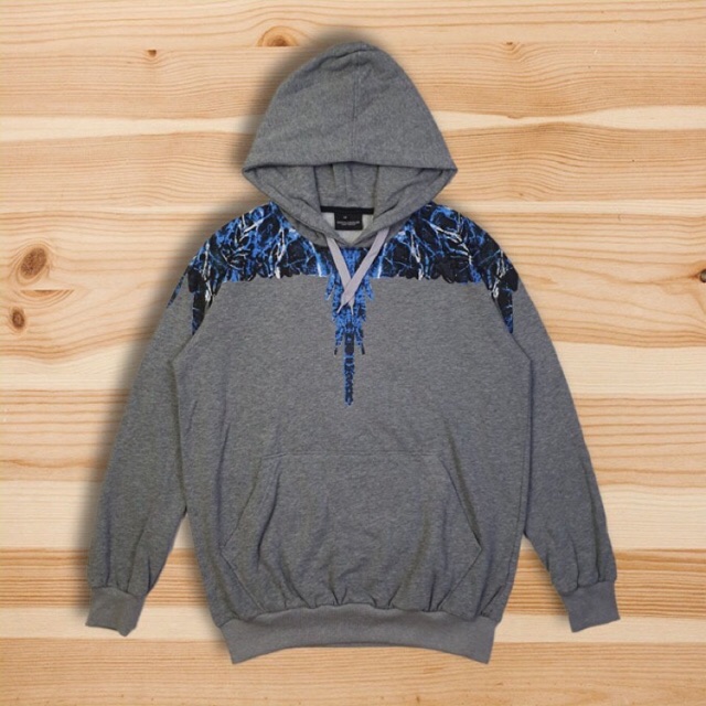 Hoodie Marcelo Burlon Multicolor Squared Blue Wings Grey