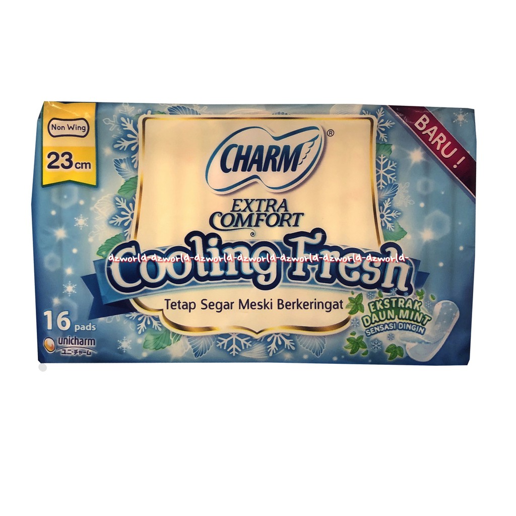 Charm Extra Comfort Cooling Fresh 16 pads Pembalut Wanita Dingin 23 cm