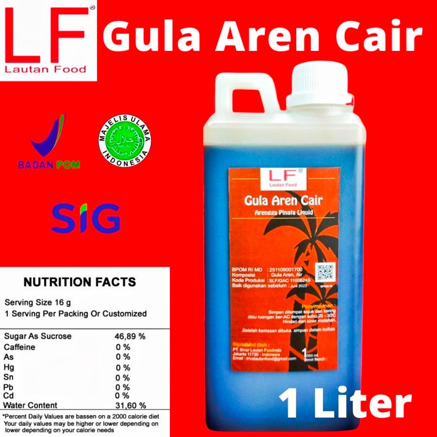 

Gula Aren Cair Murni Brown Sugar LF 1 liter 1,2kg