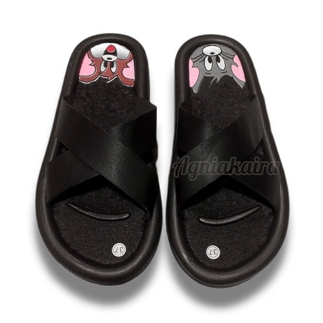 Sandal Selop Wanita Dewasa Motif Silang MICKY MOUSE Terbaru