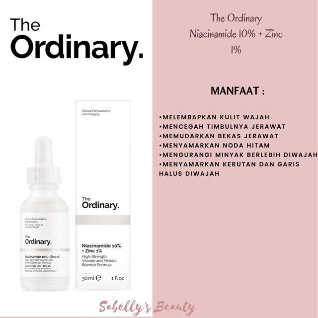 100 Original The Ordinary Niacinamide 10 Zinc 1 30 Ml Shopee Indonesia