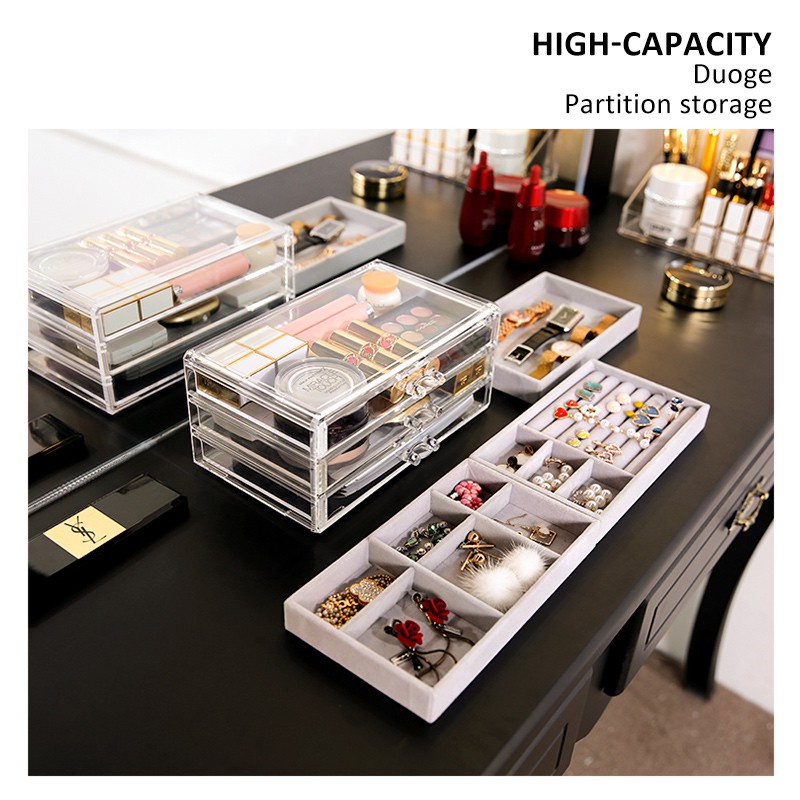 Rak Tempat Perhiasan Tingkat 3 Laci Jewelry Box Rak Akrilik Kalung / Cincin / Gelang / Anting Emas  F635