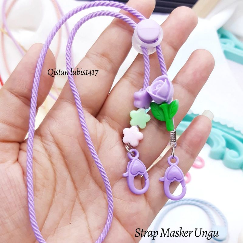 Strap Masker Rose Embos|Bandul Rose|Bandul Melody|Ice Cream Fruit|Strap Masker Clay Angel