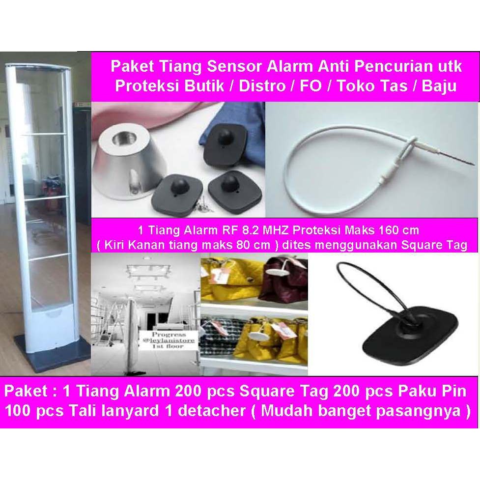 Paket Tiang Sensor Alarm RF anti maling utk Proteksi Butik / FO / Distro / Toko Baju / Toko tas
