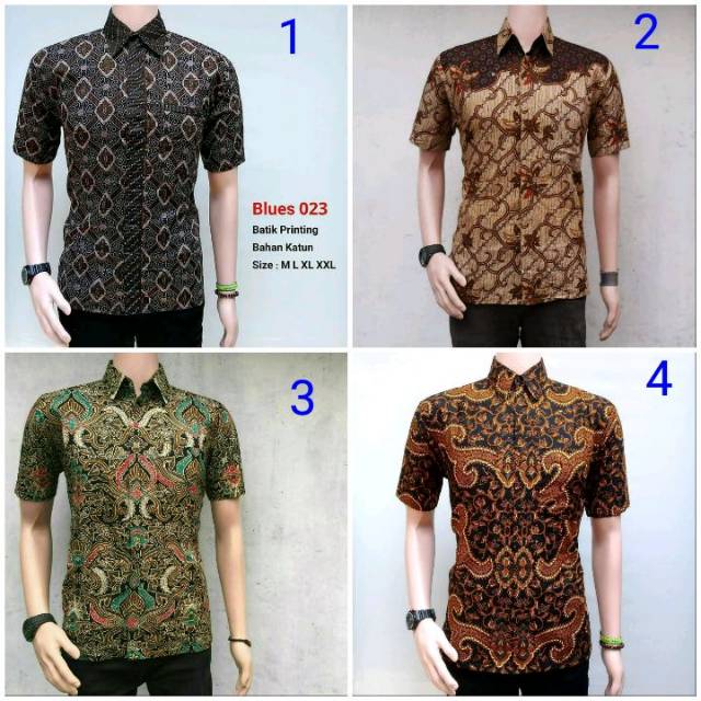 tey-17 Batik Pria ASJ SA HRB026 Kenongo Kemeja Tosca Pendek Pekalongan Padi M L Xl Sogan