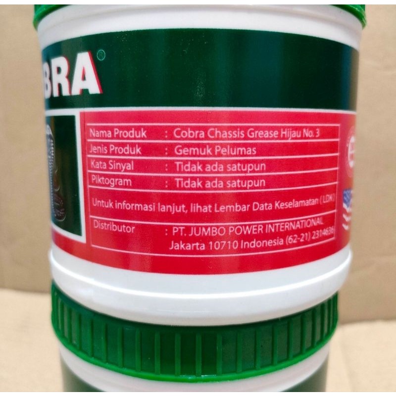 Grease COBRA Minyak Gemuk Stempet Cobra Chassis Grease 1LB 500 gram 0.5 kg Gemuk Pelumas Cobra Warna Hijau