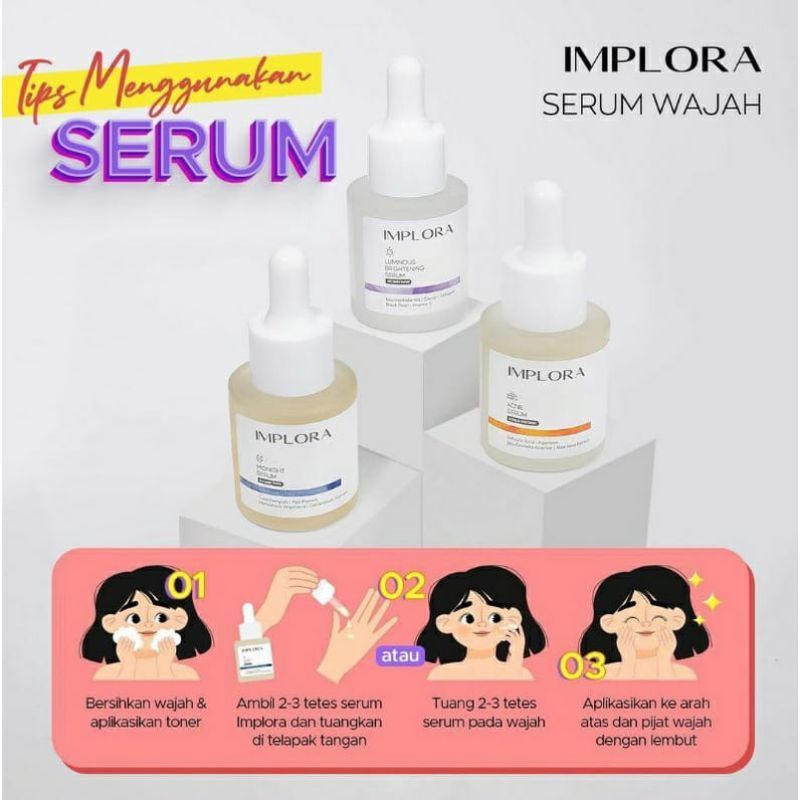 (BPOM) IMPLORA FACE SERUM LUMINOUS BRIGHT SERUM ACNE PEELING MIDNIGHT