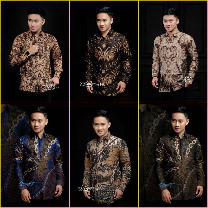 KEMEJA BATIK PRIA LENGAN PANJANG SIZE M L XL XXL BSWART Batik HRB026 kenango panjang padi Spesial Black Edition