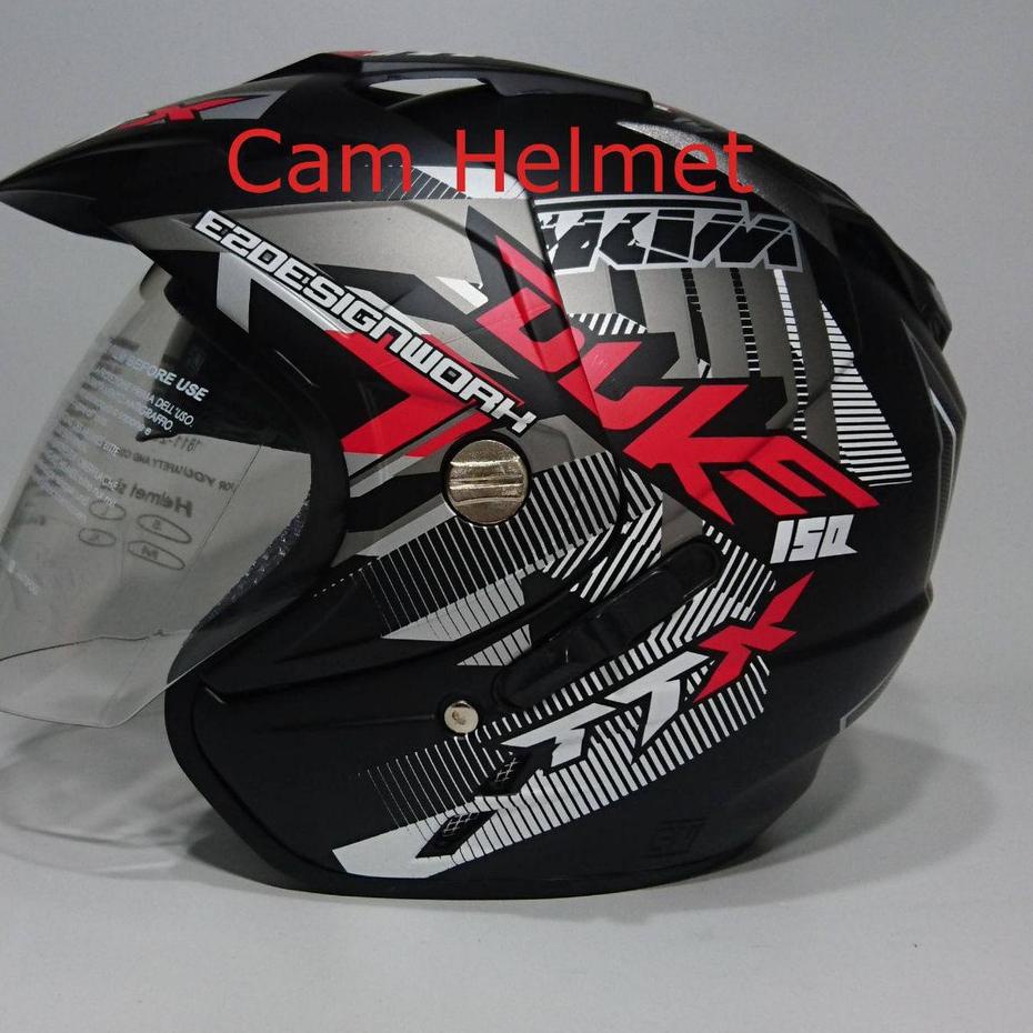 Kekinian Helm motor SNI 2 kaca double visor duke red KNC DMN ,