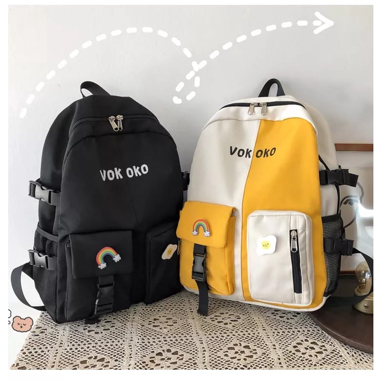 Diobrale - Tas Ransel Wanita Fashion Terbaru Backpack Populer Korean Style Saku Dua Sekolah SD SMP Terbaru 2024