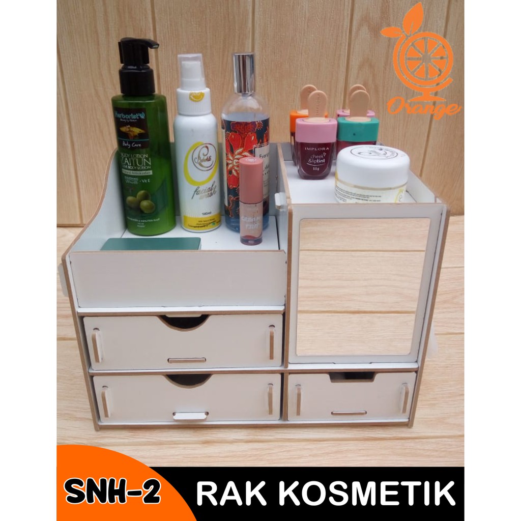 Rak Kosmetik Kaca Rak Kosmetik mini Tempat make up Bahan Kayu Kotak Make Up Serbaguna - Worlhome