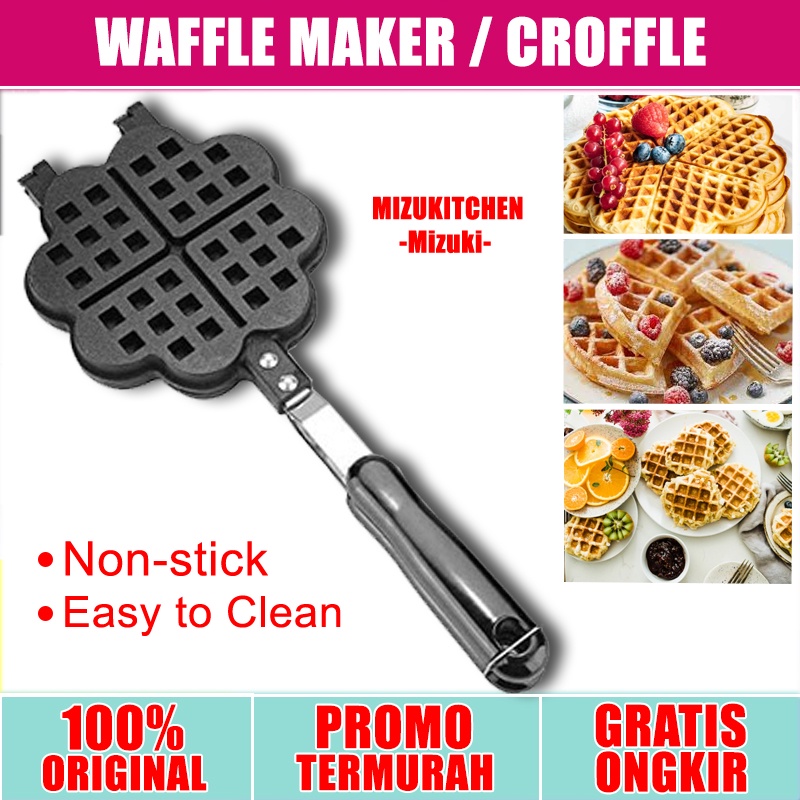 Bestseller Waffle Maker Heart - Wajan anti lengket - cetakan kue croffle flower/wafel/croffel/crofel