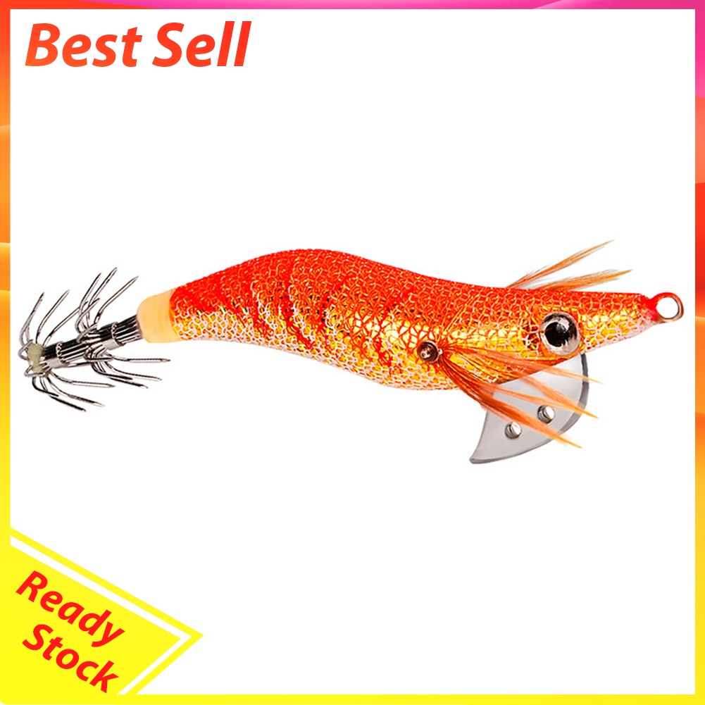 Squid Bait Wood Shrimp Jig Hook Fishing Octopus Cuttlefish Artificial Lure