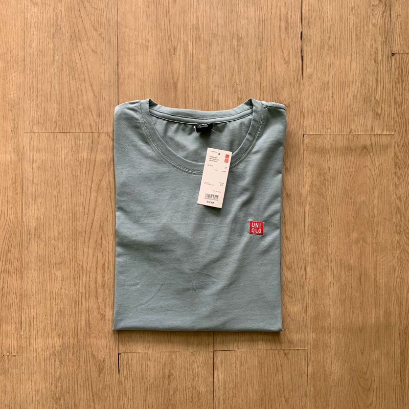 (Unisex) Kaos UNIQLO logo bordir /UNIQLO men O neck / t-shirt UNIQLO long Sleeve-PENDEK MATCHA BORDIR