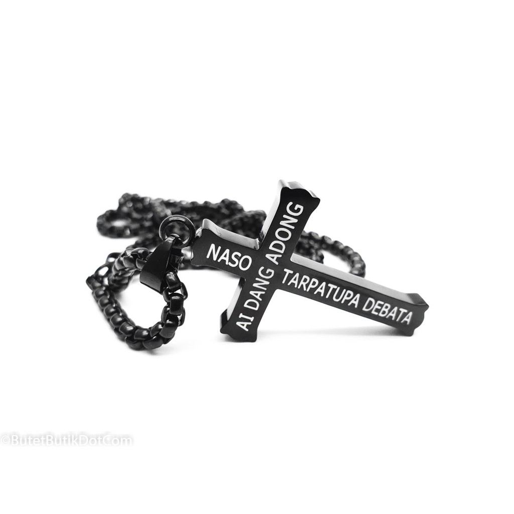 Kalung Salib Pria Batak Ai Dang Adong Naso Tarpatupa Debata - Titanium