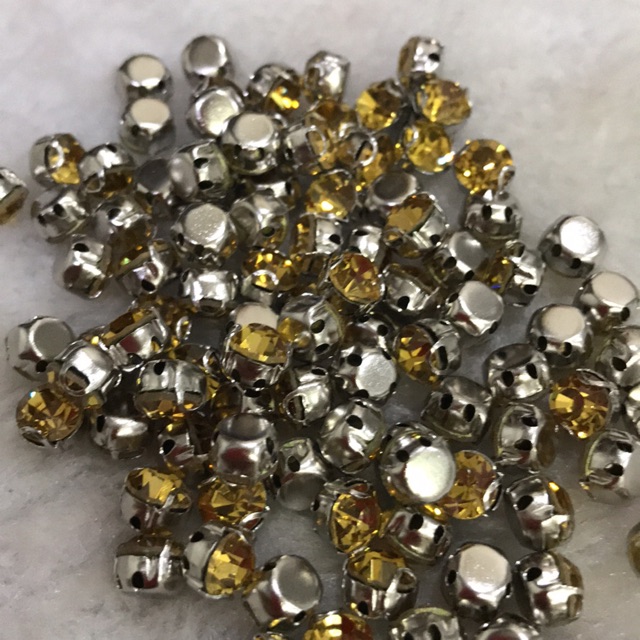 Kristal cangkang b kuning 6mm per lusin baju jahit blink diy baju blink ss20 # ss20