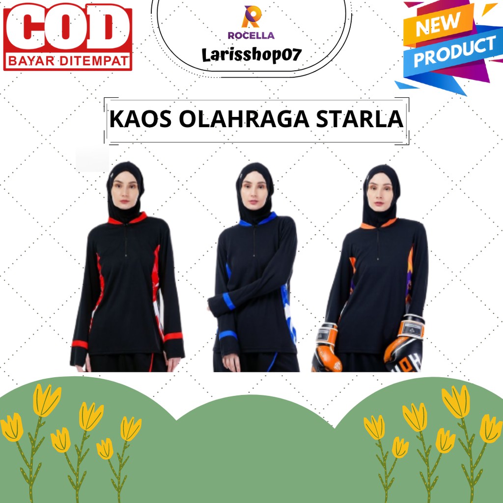 Kaos Olahraga Dry Fit Muslimah Wanita Lengan Panjang Bahan Dry-Co / Dry Fit Rocella Kaos Starla